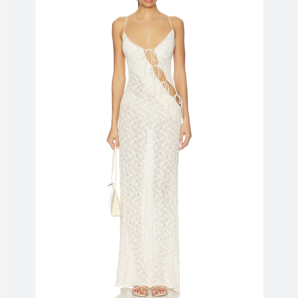 Lioness Ivory Lace Cutout Maxi Dress - Picture 1 of 3
